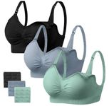 HBselect 3 Pack Women’s Nursing Bra Wireless Seamless Maternity Bra Breastfeeding Bras Bralette with Removable Bra Pads Extenders