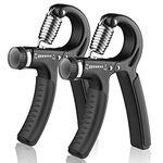 Grip Strength Trainer 2 Pack, Hand Grip Exerciser Strengthener with Adjustable Resistance 11-132 Lbs (5-60kg), Forearm Strengthener, Hand Exerciser for Muscle Building and Injury Recover (Black)