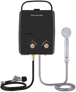 Tankless Water Heater, thermomate 5L Portable Propane Gas Water Heater with Overheating Protection, 1.32 GPM, Outdoor Instant Water Heater for RV Camping, 34,000 BTU/Hr, Easy to Install, Black