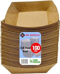 Paper Food Trays, Kraft Paper. Medium (2LB). 100 Pack, Disposable, Recyclable Serving Boats.for Condiments, Snacks & Concession Food, Grease Ressistant