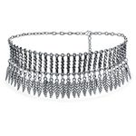 Native American Style Bohemian Boho Dangling Feather Wide Choker Necklace Western Jewelry for Women Teen Oxidized Silver Plated