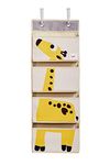 3 Sprouts Over The Door Organizer for Kids - Space-Saving Hanging Storage for Closet, Back of Door Large 4 Pocket Organizer for Children's Room and Baby Nursery, Giraffe