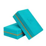 WiseLife Teal Yoga Block | Yoga Brick (Set of 2, Extra Large Size), High Density Premium EVA Foam Material, Odour Resistant, Soft Surface for balance, support & performance