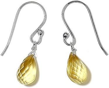Joyfulmuze Handmade Natural Citrine Earrings, Faceted Teardrop Dangle Quartz, Bright Yellow Pear Drops, Hand Wrapped Sterling Silver Jewelry, Premium Natural Crystals for Women