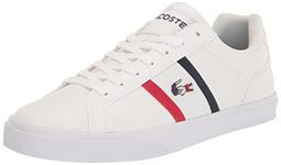 Lacoste Men's Lerond Fashion Sneaker, White/Navy/Red, 9.5