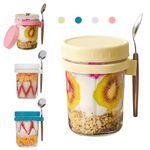 KITERI 4Pack Overnight Oats Jars with Lids and Spoon 11.8oz/350ml Overnight Oats Container Glass Mason Jars for Overnight Oats Airtight Breakfast Jars with Measurement Marks for Salads Cereal Fruit