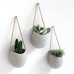 Kazai. Wall Planters -Ellie- | Hanging Ceramic Plant Pots, 3 Pieces, for Succulents and more | Wall Decoration for Indoors, Balcony and Garden | Light Grey (matte)