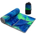 Yoga Towel - Tie-Die Textures Non-Slip Yoga Mat Towel with Bag - 24''x72'' 493g. 100% Absorbent odorless Microfiber Sweat Towel - Yoga Towel mat for Hot Yoga, Bikram and Pilates - Hot Yoga Towel