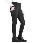 FitsT4 Sports Girls Full Seat Riding Tights High Waist Kids Equestrian Breeches Horse Schooling Pants Zipper Pockets Black Pink Size M