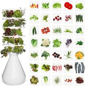 Lettuce Grow Farmstand Starter Kit with Glow Rings + 30 Seedling Credits | 5 ft Vertical Hydroponic Garden Tower | Self-Watering Family Growing System for Vegetables, Herbs & Greens