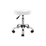 GreenLife® Deluxe Hydraulic Adjustable Height Rolling Stool Spa Facial Massage Tattoo（Aluminum, White）