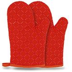 Ankier Oven Gloves,Heat Resistant Silicone Oven Gloves Non-Slip Kitchen Oven Gloves for Grilling,Cooking, Baking, Kitchen, Microwave, Pizza (Red, 1 Pair)