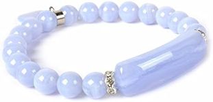 Justinstones Gem Semi Precious Gemstone Love Heart Charm Stretch Beaded Bracelet Unisex, 7 inch, Gemstone