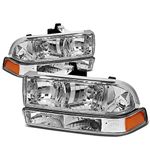 Chevy S10/Blazer GMT 325/330 Replacement Headlight Assembly Kit (Chrome Housing Amber Reflector)