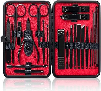 JUPEILI Kit Manucure Pedicure Coupe Ongle, 23pcs Pedicure Kit Complet, Professionnel Kit Manucure Adapté Coupe Cuticule Ongle et Repousse Cuticule, Manicure Kit Complet avec Coffret Cuir Inclus
