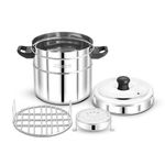 Anupam Stainless Steel Multipurpose Gas Tandoor Oven | Bati Maker, Pizza Maker & Roti Cooker | Barbecue Grill Food Steamer Cookware Set for Home Kitchen With Grill Plate & Lid