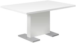Monarch Specialties I 1090 Dining Table, 60" Rectangular, Kitchen, Dining Room, Metal, Laminate, Glossy White, Chrome, Contemporary, Modern