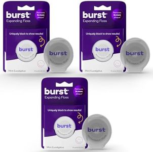 BURST Expanding Dental Floss (Mint Eucalyptus/120 Yards) | Stain Absorbing & Woven with Xylitol Coating to Fight Cavities | Vegan | Paraben Free
