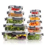 GENICOOK Glass Food Storage Containers with Lids, Meal Prep Containers, Airtight Lunch Containers Bento Boxes with Snap Locking Lids, for Microwave, Oven, Freezer and Dishwasher