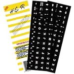 2PCS English Keyboard Stickers Waterproof Replacement Computer Laptop Keyboard Stickers White Lettering with Non Transparent Black Background