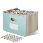 Accordian File Organizer, 12 Pockets Wheat Straw Expanding File Folders, Upright & Open Top, Monthly Bill Receipt Organizer, 100% BPA Free, Return to Nature, Healthy Living, Letter/A4 Size-Sky Blue