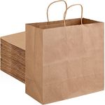 50Pcs Brown Kraft Paper Bags with Handles Bulk, 11 * 5.7 * 11 inch Paper Gift Bags, Shopping Bags, for Wedding, Party Favor, Recycled Large Paper Bags Craft Gift Grocery Retail Bags