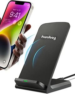 Apple iPhone 15, 14, 13, 12, 11, Pro, Pro Max, Mini, SE, Xs, Xs Max, XR, X, 8 Plus Wireless Charger, 7.5w Fast Qi Certified Wireless Mobile Phone Charging Stand (Black)