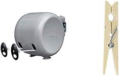 Minky Retractable Reel Washing Line, 30m of drying space & Elliott 36 Wooden Hardwood Clothes Pegs