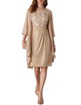 GRACE KARIN Womens Formal Dress Suit for Wedding Guest Sequin Wrap Dress+Elegant Chiffon Cardigan Champagne Size 12