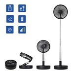 Battery Operated Portable Standing Fan, Primevolve Rechargeable USB Personal Floor Fan with Adjustable Height Black