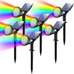 XTGTP Color Changing Solar Spot Lights Outdoor, 21 LEDs Brightness Solar Pathway Lights Outdoor, IP67 Waterproof Exterior Solar Lights for House, 2-in-1 Solar Flood Lights Outdoor for Yard