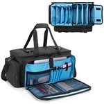 HODRANT DJ Gig Cable Bag, Large DJ Cable File Case with Sturdy Padded Bottom & Dividers, Travel DJ Gear Storage Organizer for Microphones, 14" Laptop, Music Instrument & Studio Equipment, Bag Only