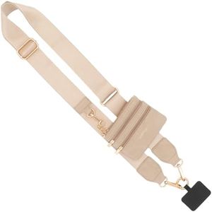 Save the Girls Clip & Go Phone Lanyard Crossbody Strap with Wallet, Taupe