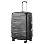 COOLIFE Hard Shell Suitcase with TSA Lock and 4 Spinner Wheels Lightweight 2 Year Warranty Durable (Grey, L(77cm 93L))