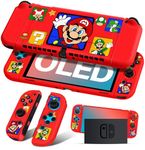 Koecya for Nintendo Switch OLED Case Cute Cartoon Anime Design Cases Kawaii Fun Funny Fashion Soft Slim Protective Shell Cover Dockable Joycon for Kids Boys Teens Girls for Switch 2021 Red