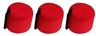 H.N. Traders Men's Velvet Mirza Ghalib Cap (Red; Free Size)- Set of 3