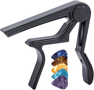 DAZISEN Cejilla para guitarra con 5 púas para Guitarra Acústica y Eléctrica, Ukelele, Mandolina y Banjo, Negro