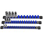 VORXEON 3PCS ABS Socket Organizer Holder Storage Rail 1/4 Inch x 16 Clips and 3/8 Inch x 15 Clips and 1/2 Inch x 12 Clips for Tool Box Drawer