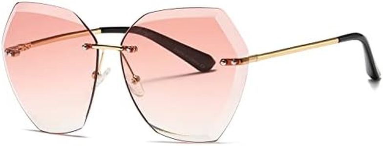 AEVOGUE Sunglasses For Women Oversized Rimless Diamond Cutting Lens Sun Glasses AE0534 (Gold&Pink)