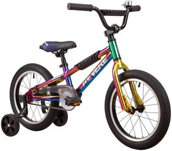 Revere16 Freestyle BMX Kids Bike for Boys and Girls. Lightweight Aluminum Frame and Fork. Tool-Less Quick Release Training Wheels. Easy to Ride! (Oil Slick)