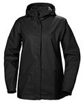 Helly Hansen Women's Moss Hooded Fully Waterproof Windproof Raincoat Jacket, 990 Black, X-Large