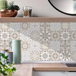 HORIWE Tile Stickers for Kitchen Bathroom Backsplash PVC Waterproof Oil Proof DIY Self Adhesive Stick on Tiles Wall Stickers Home Decor Moroccan 20pcs