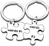 Nimteve 2PCs Friendship Gift Weirdo #1 Weirdo #2 Friend keyring Couple Lover Jewellery Gifts for Boyfriend Girlfriend Keychain Husband Wife Best Friends (Weirdo #1 Weirdo #2 Keyring)