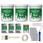 NADAMOO Tub and Tile Refinishing Kit, DIY Sink Bathtub Repair Kit, For Porcelain, Enamel, Acrylic, Fiberglass Surface, Easy Pour-on Application, Odorless White Bright Gloss Tub Coating - 3kg (Standard Bathtub Kit)