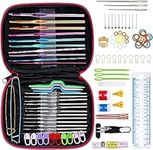 Uplayteck 100 pieces Ergonomic Aluminu&Stainless Steel Crochet Hook Kit with Case 0.66mm-6.5mm Knitting Needles Set for Adults Beginners Suitable for Multiple Thicknesses of Wool