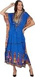 Art Of Creation Ladies Long Kaftans Kimono Maxi Style Dresses for Women in Regular to Free Size Cover up with Adjustable Strap (Elephant Print - Blue)