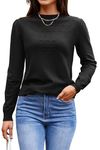 Arach&Cloz Women's Sweater Fall Tops 2024 Fashion Crew Neck Long Sleeve Shirts Blouse Knitted Casual Dot Ball Pullover(Black,M)