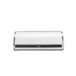 Brabantia Roll Top Bread Box – Large Countertop Storage Box for Bread, Bagels, Rolls – Space-Efficient Kitchen Design with Flat Top, Durable Metal – White