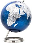 EXERZ 30CM World Globe - Stainless Steel Ring Standing, Perfect for Gifting - Metallic Blue
