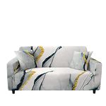 Surwin Sofa Slipcovers 1 2 3 4 Seater, Printed Fabric Elastic Sofa Cover Universal Arm Stretch Sofa Covers Protector Couch Slipcover Stylish Furniture Protector (Gilt,4 Seater (235-300cm))